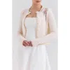 House Of Cb Anjou Floral Embroidered Ruffle Wool Cardigan In Cream And Rose Embroidered