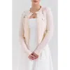 House Of Cb Anjou Floral Embroidered Ruffle Wool Cardigan In Cream And Rose Embroidered