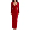 House Of Cb Aria Long Sleeve Chenille Gown In Salsa