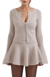 House Of Cb Aster Flared Cuff Cardigan In Grey Marl