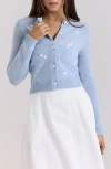 HOUSE OF CB HOUSE OF CB ATHEIA FLOWER EMBROIDERED WOOL BLEND CARDIGAN