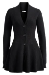 House Of Cb Aubrey Wool Blend Peplum Cardigan In Black