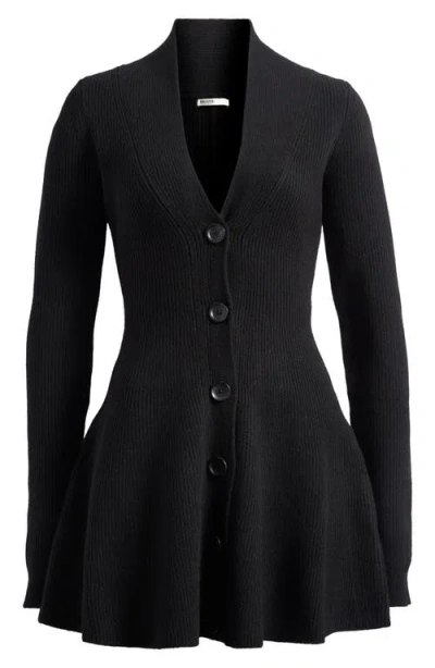House Of Cb Aubrey Wool Blend Peplum Cardigan In Black