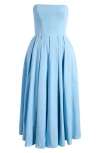 House Of Cb Womens Tuscan Blue Audrey Slim-fit Strapless Cotton-blend Midi Dress In Cinderella Blue