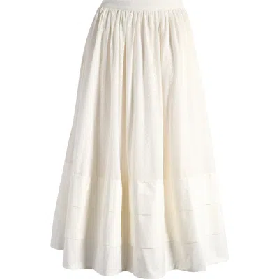 House Of Cb Augustine Embroidered Cotton Midi Skirt In White