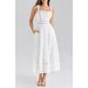 House Of Cb Womens White Ava Broderie-anglaise Stretch-cotton Midi Dress In White