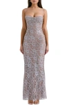 House Of Cb Womens Ice Blue Azzurra Floral-embroidered Woven Maxi Dress In Blue