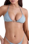 House Of Cb Bali-i Paisley Triangle Bikini Top In Blue Paisley