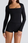 House Of Cb Bow Corset Top In Black