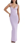 House Of Cb Breeze Corset Gown In Pastel Lilac