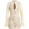 House Of Cb Brianna Long Sleeve Lace Body-con Minidress In Buttermilk