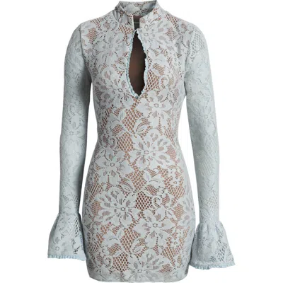 House Of Cb Brianna Long Sleeve Lace Body-con Minidress In Skyride