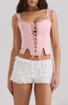 House Of Cb Callie Lace-up Front Corset Top