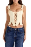 House Of Cb Callie Reversible Stretch Pima Cotton Corset Top In Neutral