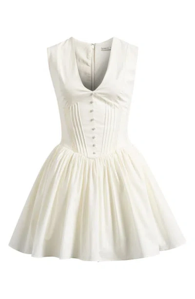 House Of Cb Carmel Stretch Cotton Fit & Flare Minidress In White