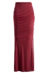 House Of Cb Cassidy Ruched Maxi Skirt In Cabernet