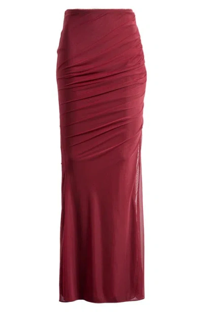 House Of Cb Cassidy Ruched Maxi Skirt In Cabernet
