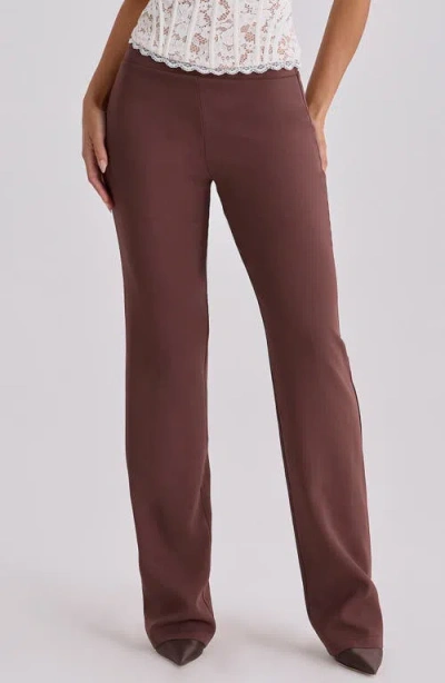 House Of Cb Chiara Straight Leg Crepe Trousers In Brown