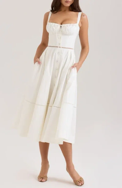HOUSE OF CB HOUSE OF CB CHIARINA STRETCH COTTON MIDI SUNDRESS