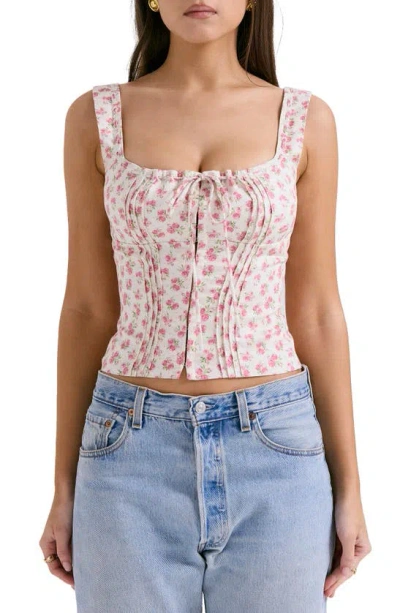 House Of Cb Chicca Square Neck Corset Top In Print Cottage