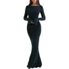 House Of Cb Christiane Open Back Long Sleeve Knit Gown In Parisian Night