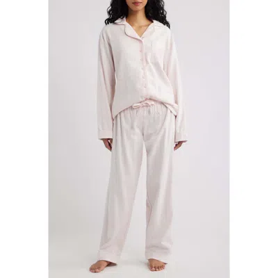 House Of Cb Classic Brushed Cotton Flannel Pajamas In White