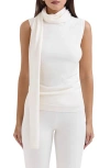 Shop House Of Cb Clementine Sleeveless Drape Top With Scarf Detail In Ivory