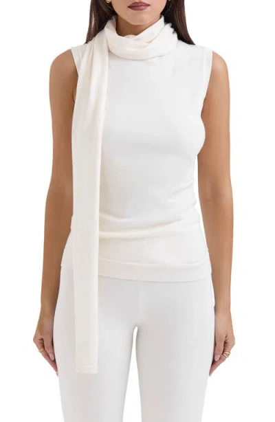 House Of Cb Clementine Sleeveless Drape Top With Scarf Detail In Ivory