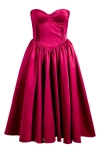 House Of Cb Coco Strapless Corset Midi Dress In Beet Red