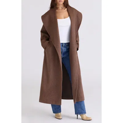 House Of Cb Cocoon Wool Blend Shawl Collar Coat In Brown