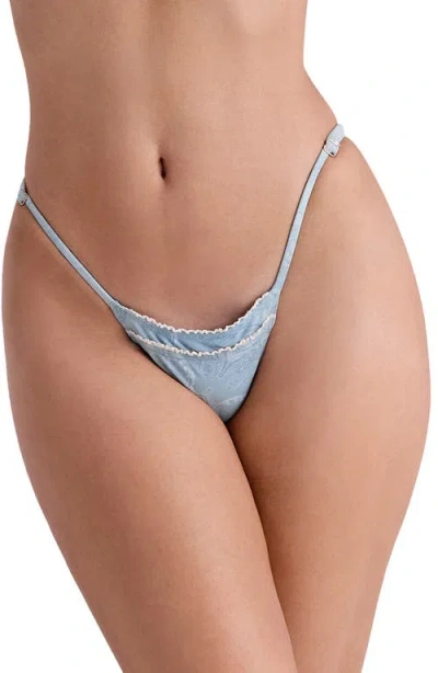 House Of Cb Corsica Ruffle Trim Bikini Bottoms In Blue Paisley