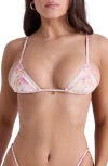 House Of Cb Corsica Ruffle Trim Bikini Top In Floral Print