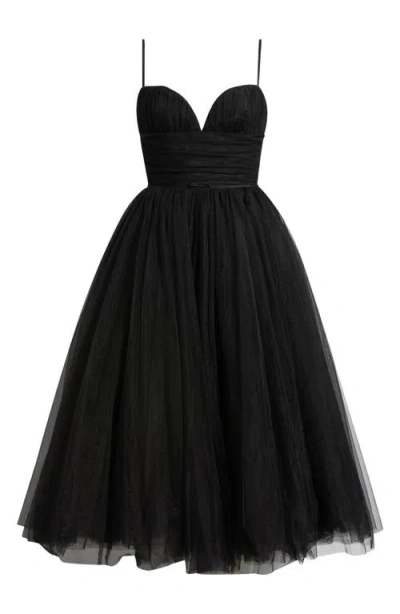 House Of Cb Countess Sleeveless Tulle Midi Dress In Black