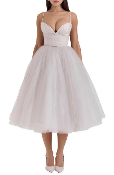 House Of Cb Countess Sleeveless Tulle Midi Dress In Wind Chime