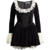 House Of Cb Czarina Lace Trim Ruffle Minidress In Black