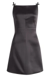 House Of Cb Dainty Satin A-line Minidress In Black