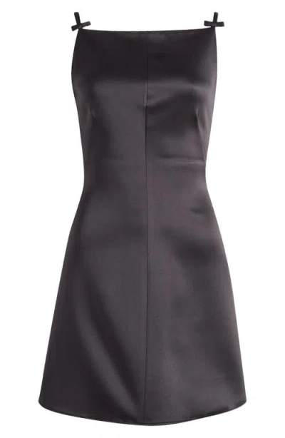 House Of Cb Dainty Satin A-line Minidress In Black