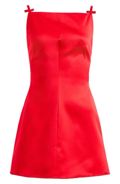 House Of Cb Dainty Square Neck A-line Minidress In Red