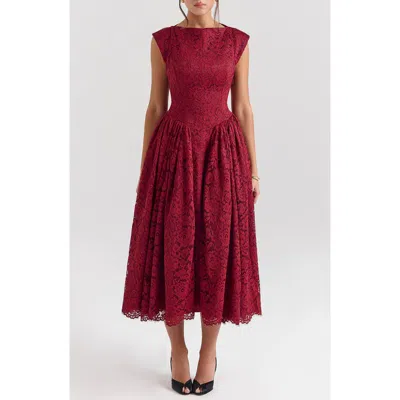 House Of Cb Debutante Open Back Lace Midi Dress
