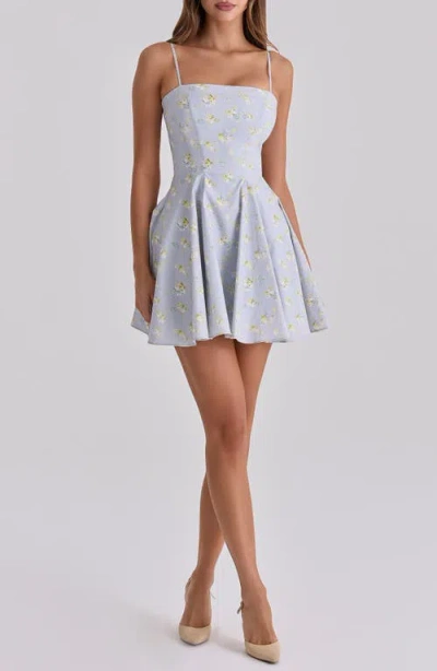 House Of Cb Womens Blue Wildflower Dolly Floral-print Cotton Mini Dress