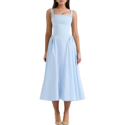House Of Cb Dorothy B Pima Cotton Blend Cocktail Midi Dress In Pale Blue