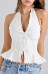 House Of Cb Elana Halter Top In White