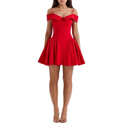 House Of Cb Elida Off The Shoulder Minidress In Red