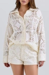 House Of Cb Eman Broderie Anglaise Cotton Shorts In Neutral