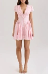 House Of Cb Of Cb Womens Emiliana Checked Stretch-cotton Mini Dress Pink Gingham Xs