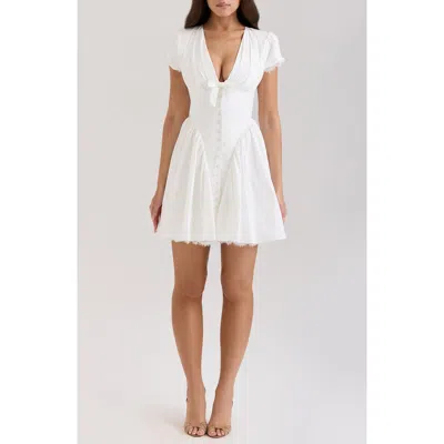 House Of Cb Emiliana Lace Trim Stretch Cotton Minidress
