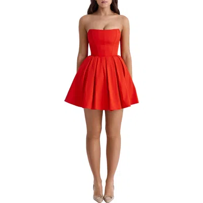House Of Cb Womens Italian Tomato Emmanuela Strapless Woven Mini Dress