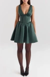 House Of Cb Womens Emmeliette Satin Mini Dress Forest Green Xs In Forest Green