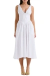 House Of Cb Emmelina Sleeveless Stretch Poplin Midi Dress In White