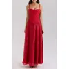 House Of Cb Womens Red Esme Floral-pattern Chiffon Maxi Dress